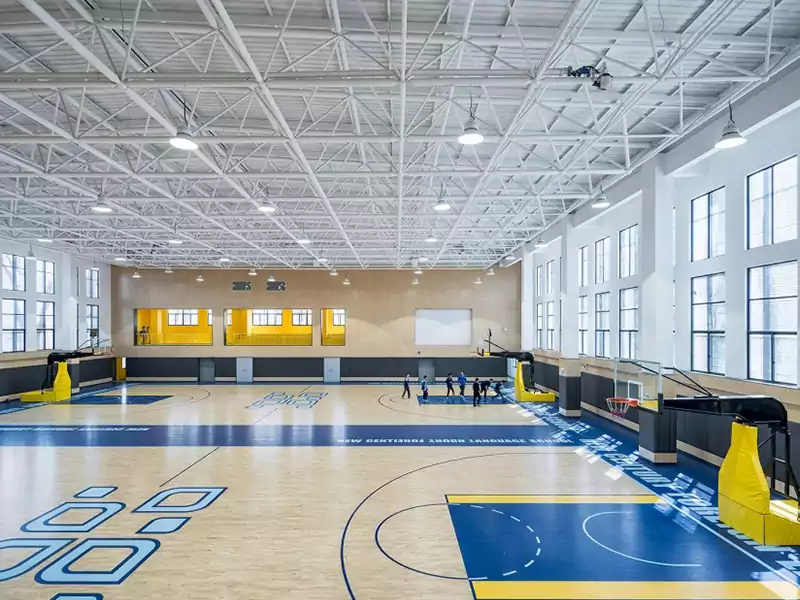 160 AMZHO motorized lighting hoists installed in a 15-meter-high multi-purpose sports stadium in Victoria, Australia.