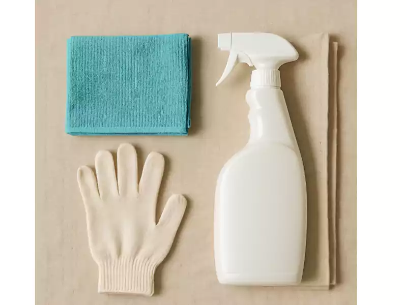 Preparing to clean the chandelier